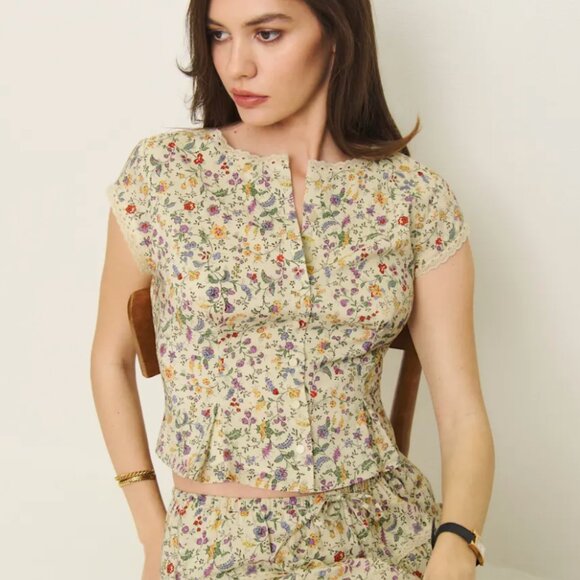 Reformation Valetta Two Piece Yellow - Size 6 - Picture 4 of 5